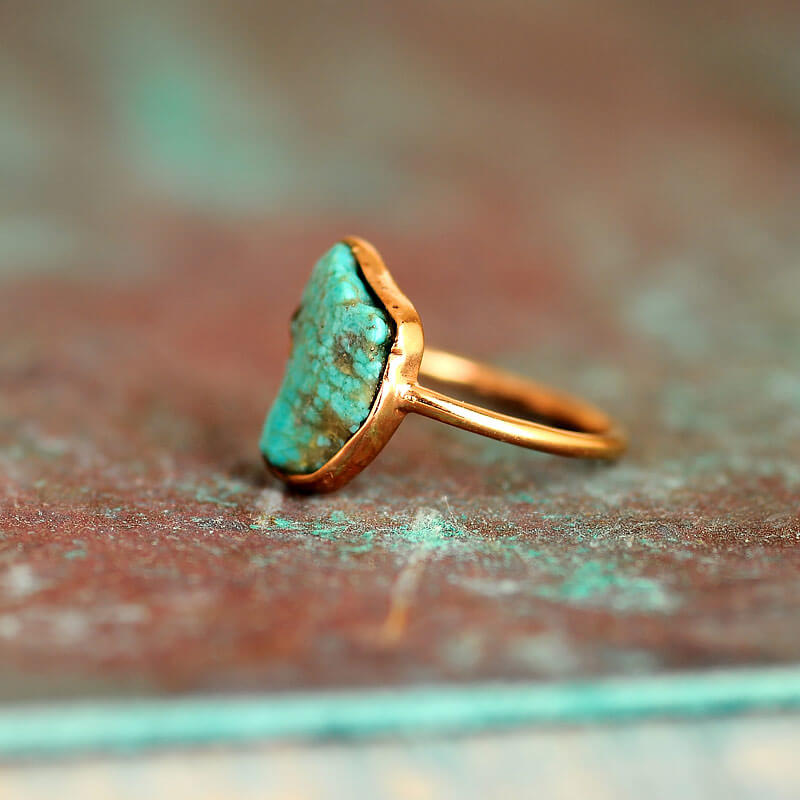 Raw Turquoise Copper Ring
