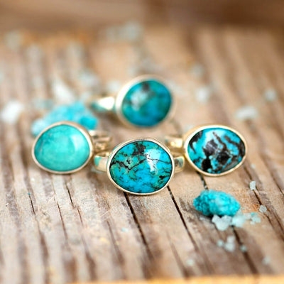 Genuine Turquoise Ring Sterling Silver - Boho Magic