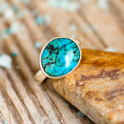 Genuine Turquoise Ring Sterling Silver - Boho Magic