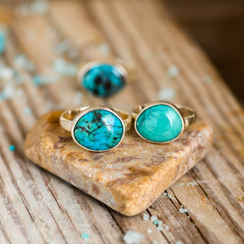 Genuine Turquoise Ring Sterling Silver