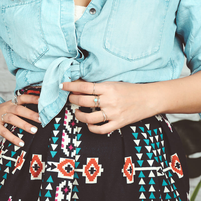 Turquoise Boho Stacking Ring Set Sterling Silver β Boho Magic Jewelry