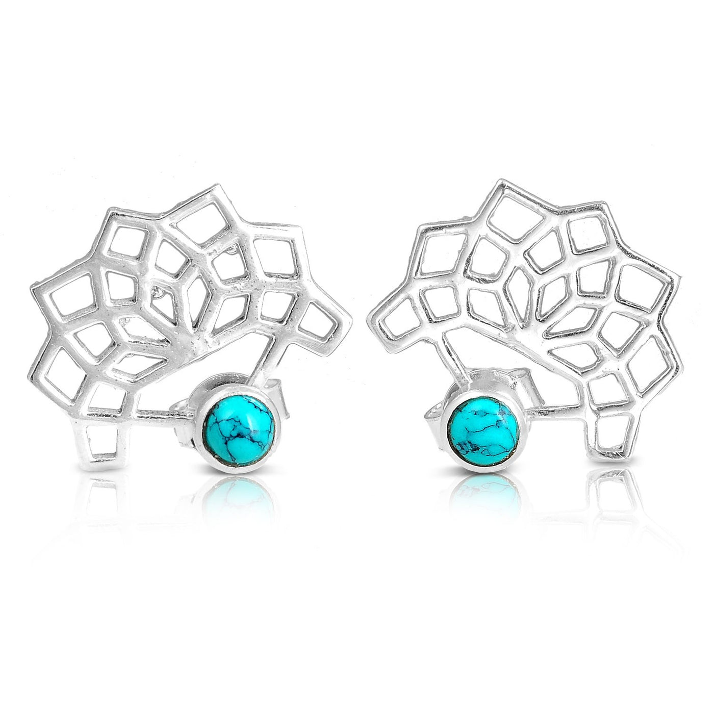 Geometric Silver Turquoise Earrings