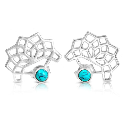 Geometric Silver Turquoise Earrings - Boho Magic