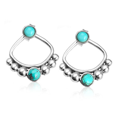 Back and Front Silver Turquoise Earrings - Boho Magic