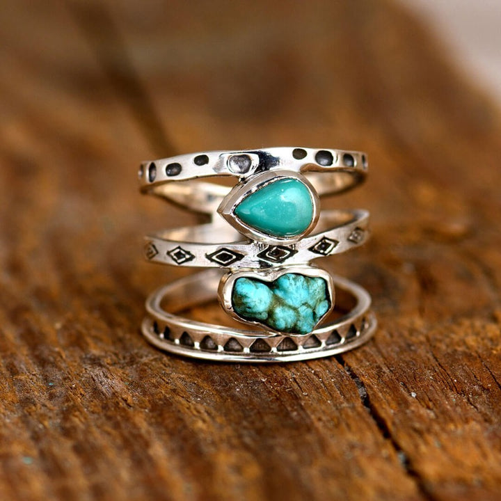 Two Stone Turquoise Ring Sterling Silver