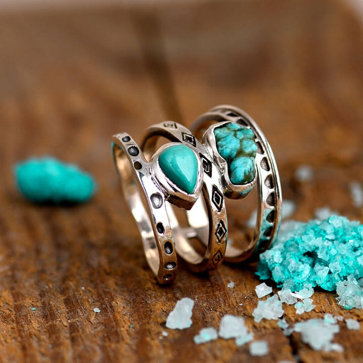 Two Stone Turquoise Ring Sterling Silver