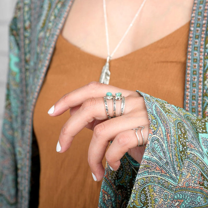 Two Stone Turquoise Ring Sterling Silver