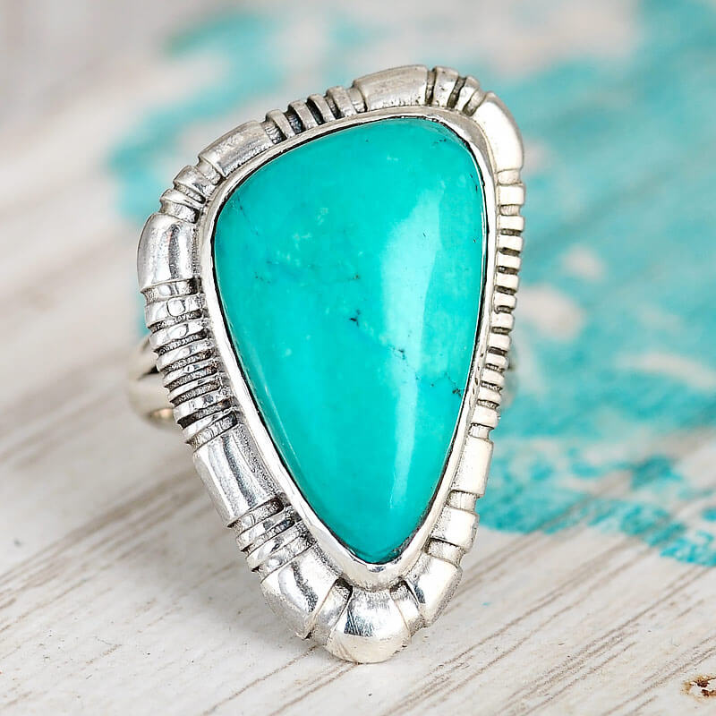 Western Style Turquoise Ring Sterling Silver