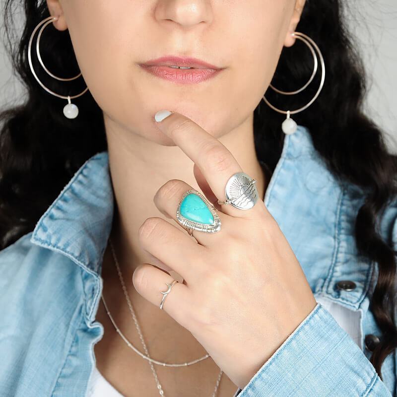 Western Style Turquoise Ring Sterling Silver