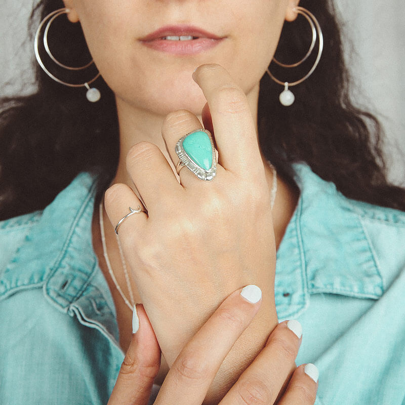 Western Style Turquoise Ring Sterling Silver