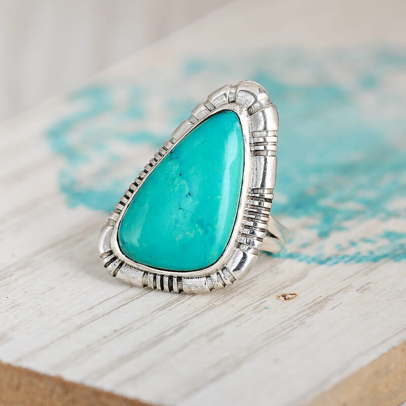 Western Style Turquoise Ring Sterling Silver