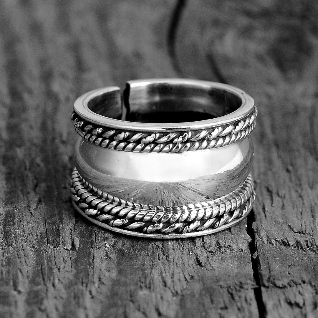 Wide Thumb Band Ring Sterling Silver Boho Magic Jewelry