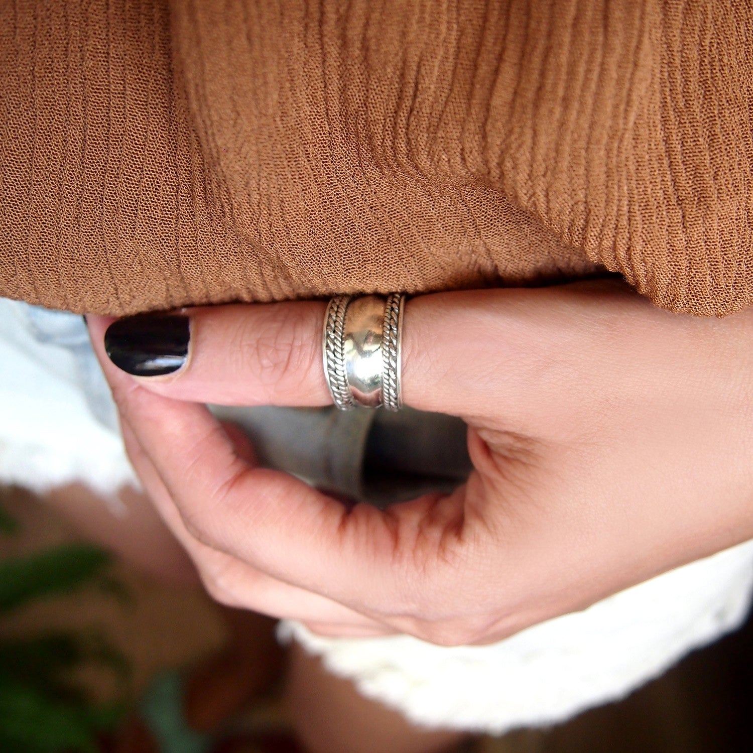 Wide Thumb Band Ring Sterling Silver Boho Magic Jewelry